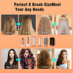 6 in 1 Hair Dryer Brush Detachable Blow Dryer Comb Ionic Hot Air Brush Hair Styling Tool Electric Thermal Brush Air Curler Wand