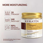 Keratin Collagen Hair Mask with Peptides & Rosemary - Intense Smoothing & Shine for All Hair Types - Deep Conditioning Treatment