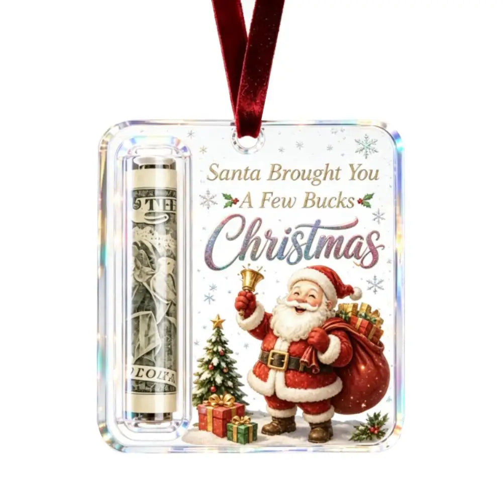 Christmas Money Holders Acrylic Hanging Money Holder Ornaments Christmas Tree Snowman Elk Hanging Pendant New Year Party Decor