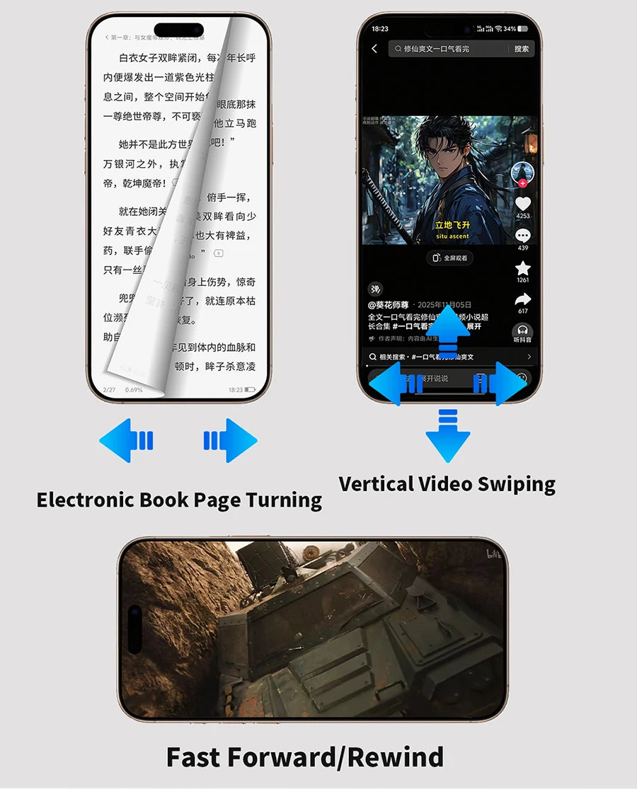 TikTok remote, scrolling ring, finger mouse, bluetooth page turner, , wireless video controller, ebook pag turner,