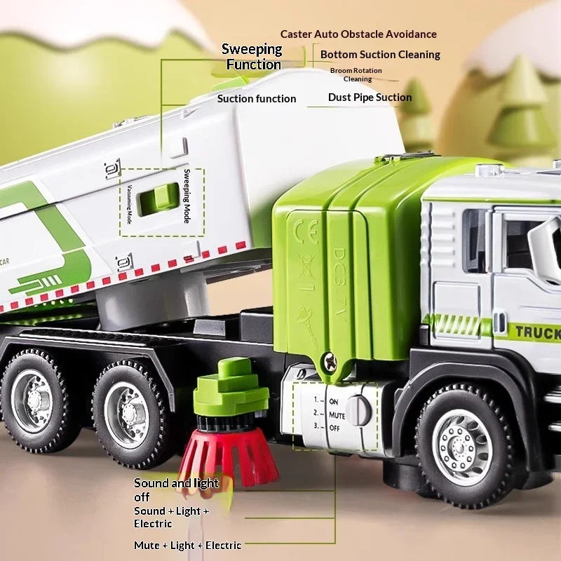 Simulated street cleaning sweeper electric vacuum sweeper road children's alloy car boy toy wind-up sprinkler truck