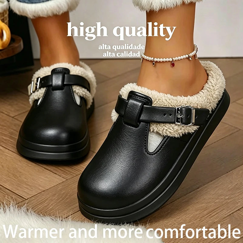 Women's Plush-Lined EVA Buckle Mules