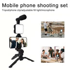 Smartphone Vlogging Kit With Tripod Phone Holder Mini Microphone LED light