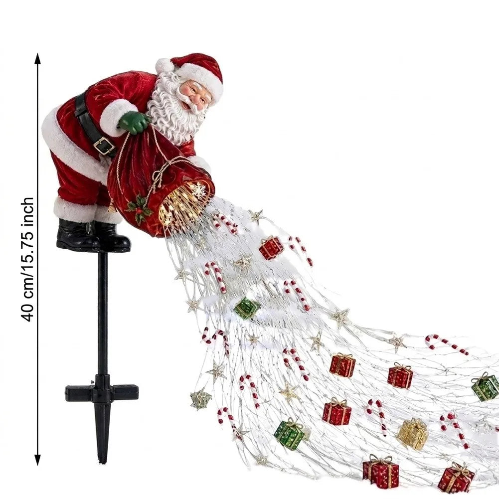 Santa LED Christmas Garden Lights, Flowing Light Effect Illuminated Decor, Waterproof Outdoor Ornament For Yard, Lawn, Pathway