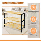 3 Tier Bamboo Shoe Rack ,Black/Natural