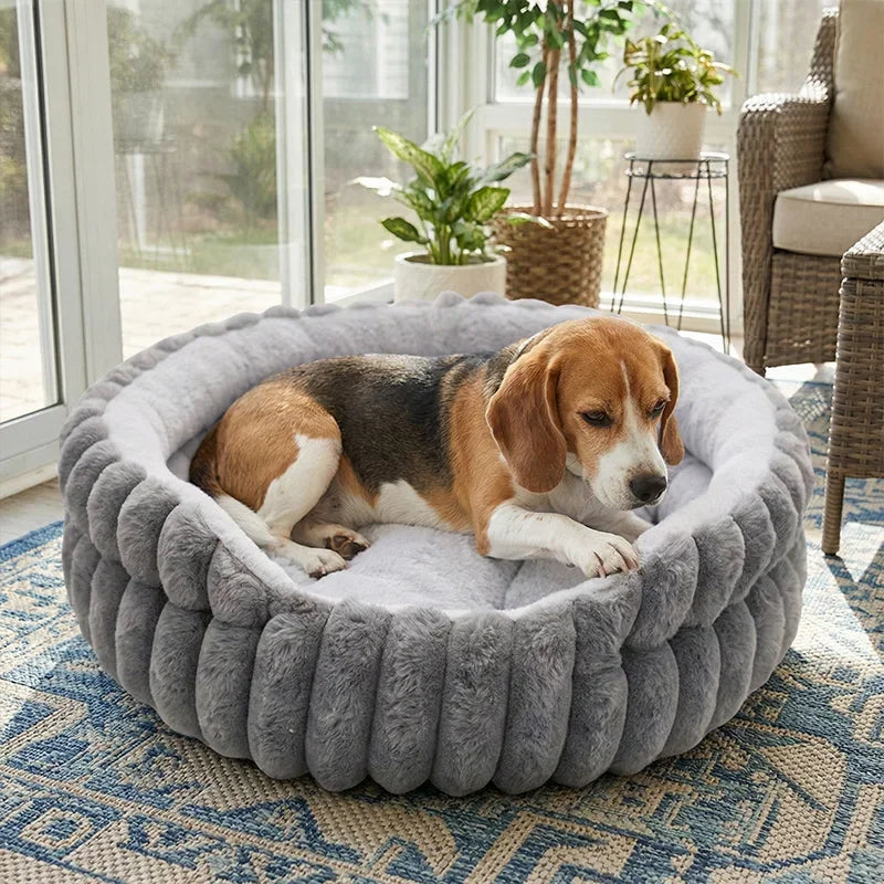 Home Plush Winter Cat Nest Dog Nest Warm Detachable and Washable Round Cat Nest Pet Bed Seasonal Universal Decoration