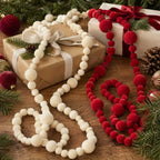 2Meters Xmas Hanging Pendant Red White Felt Ball Garland Ornaments DIY Christmas Tree Window Bead Chain Decoration Supplies