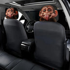 Cute and funny tongue-sticking macaque breathable car headrest cover 2pcs, festival gift, car interior parts, flexible design