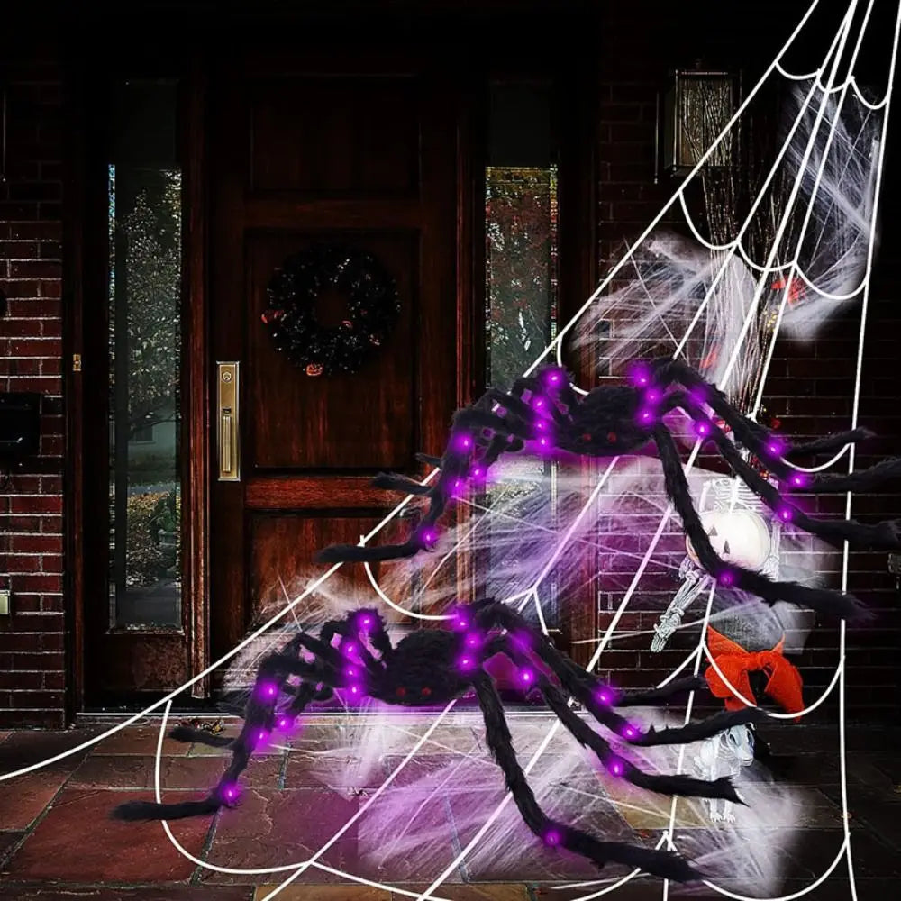 8 Modes Halloween Spider Web Lights Glow Waterproof Halloween Spider 5m web