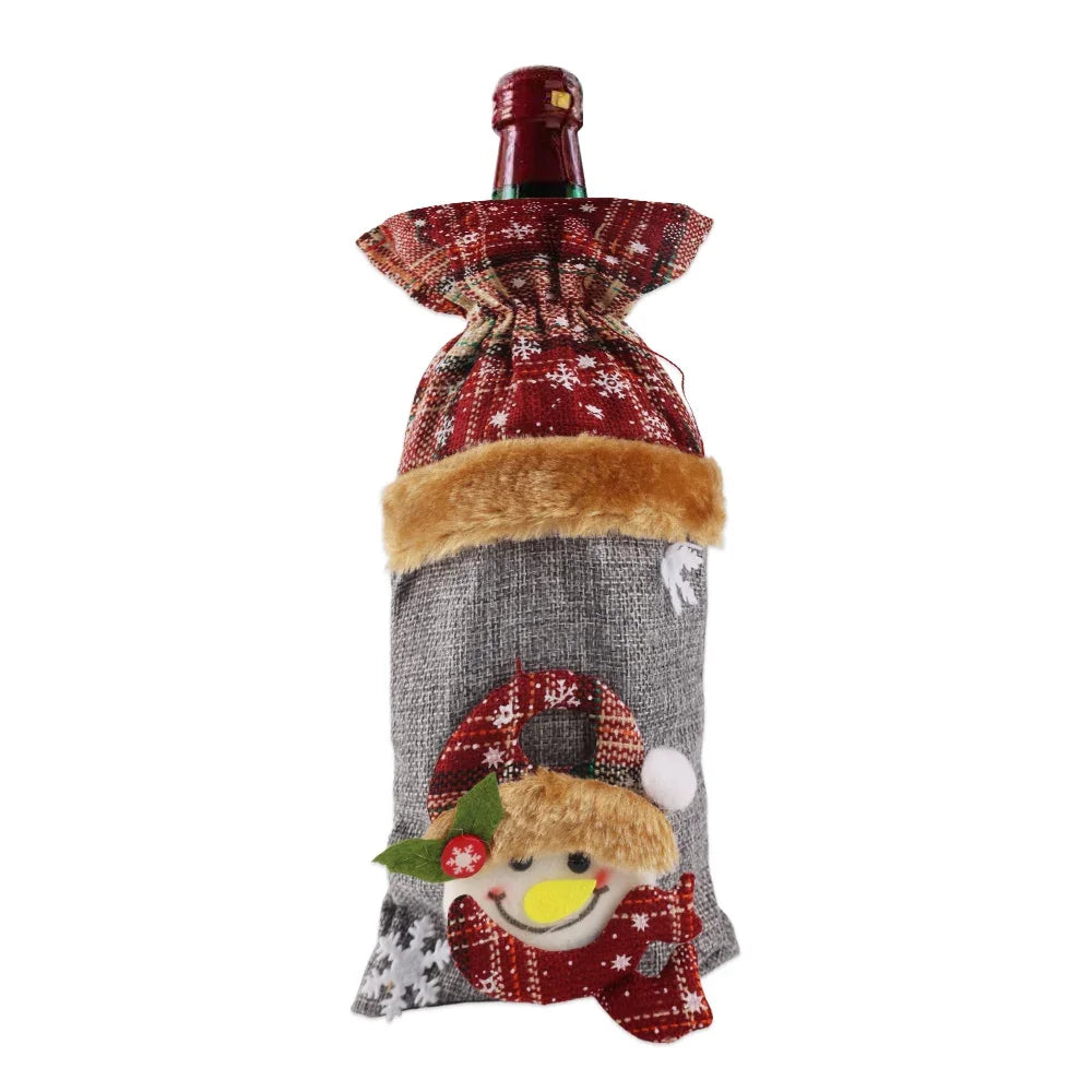 Christmas Wine Bottle Covers — Santa & Snowman Designs