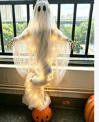 Swirling Ghost Pumpkin Yard Lamp, Lighted Spooky Ghost Ghost Pumpkin Decor