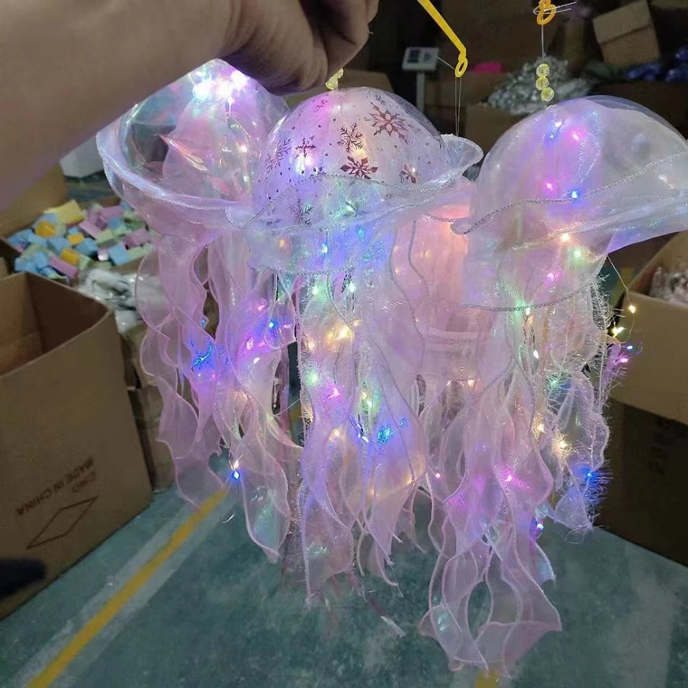 Jellyfish Colorful Nightlight Button Battery Hanging Ceiling Lantern