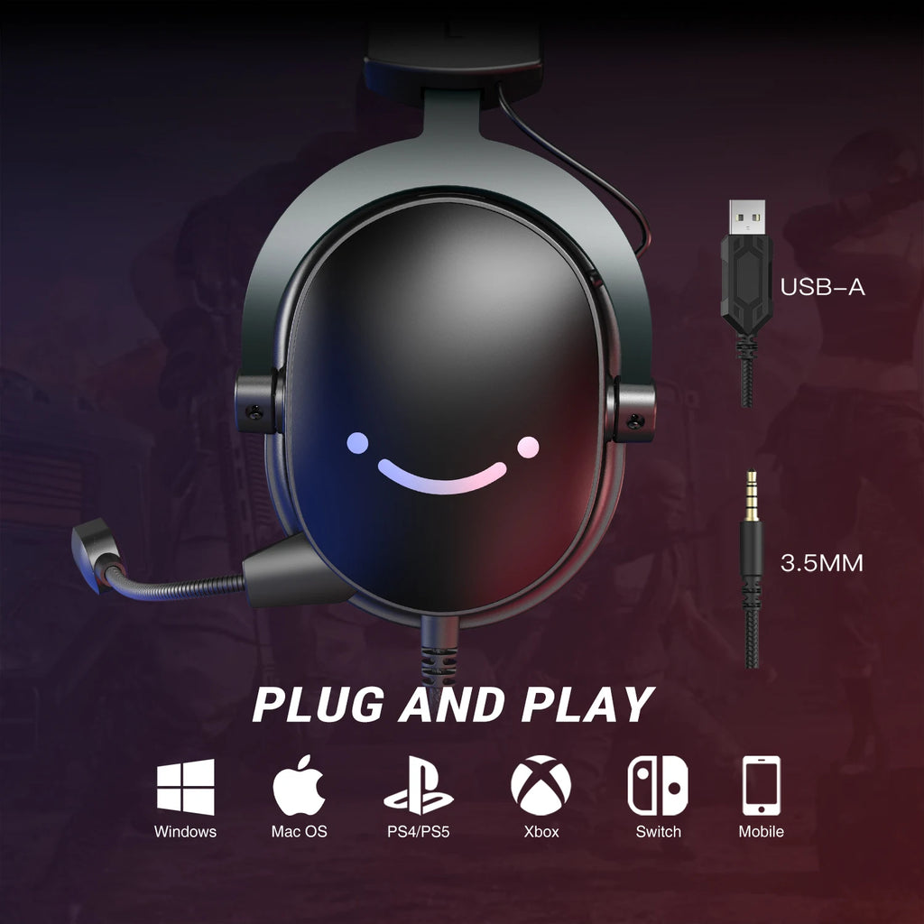 FIFINE Headset,3.5 mm Jack & USB Headphone with 7.1 Surround Sound/Volum Control/Mute Switch for PC / MAC / PS4 / PS5 Mixer-H9