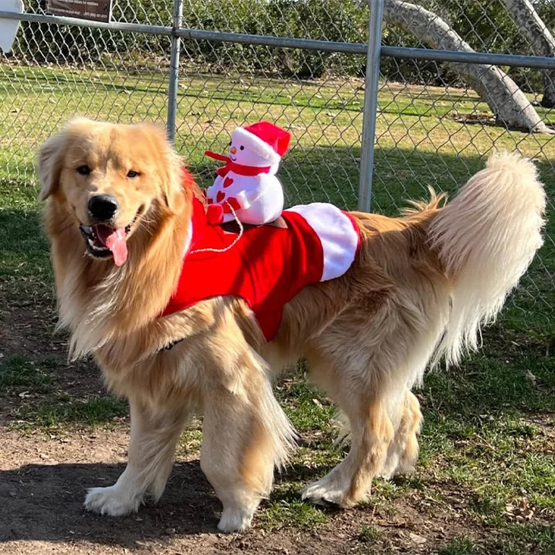 Pet Dog Christmas Santa Claus Riding Dog Costume Christmas Clothes Claus Rider Outfit With Hat Riding Deer Costume Pet Supplies