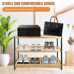 3 Tier Bamboo Shoe Rack ,Black/Natural