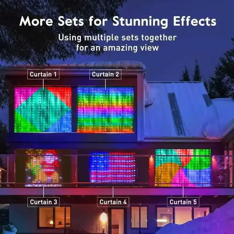 DC5V WS2812 Fairy Lights Curtain Led String RGBIC Led String Light Decor Dimmable Bluetooth APP Control for DIY Christmas Party