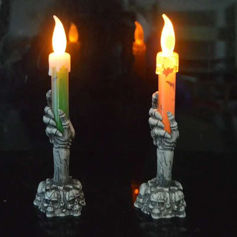 Halloween Skeleton Ghost Hands Led Candles Light
