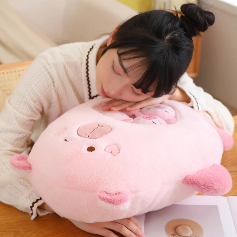 Six Balls Capybara Bag Cartoon Newt Animal Squishy Mini Dolls Plush Pillow Office Nap Food Snack Plushie Peluche Gift