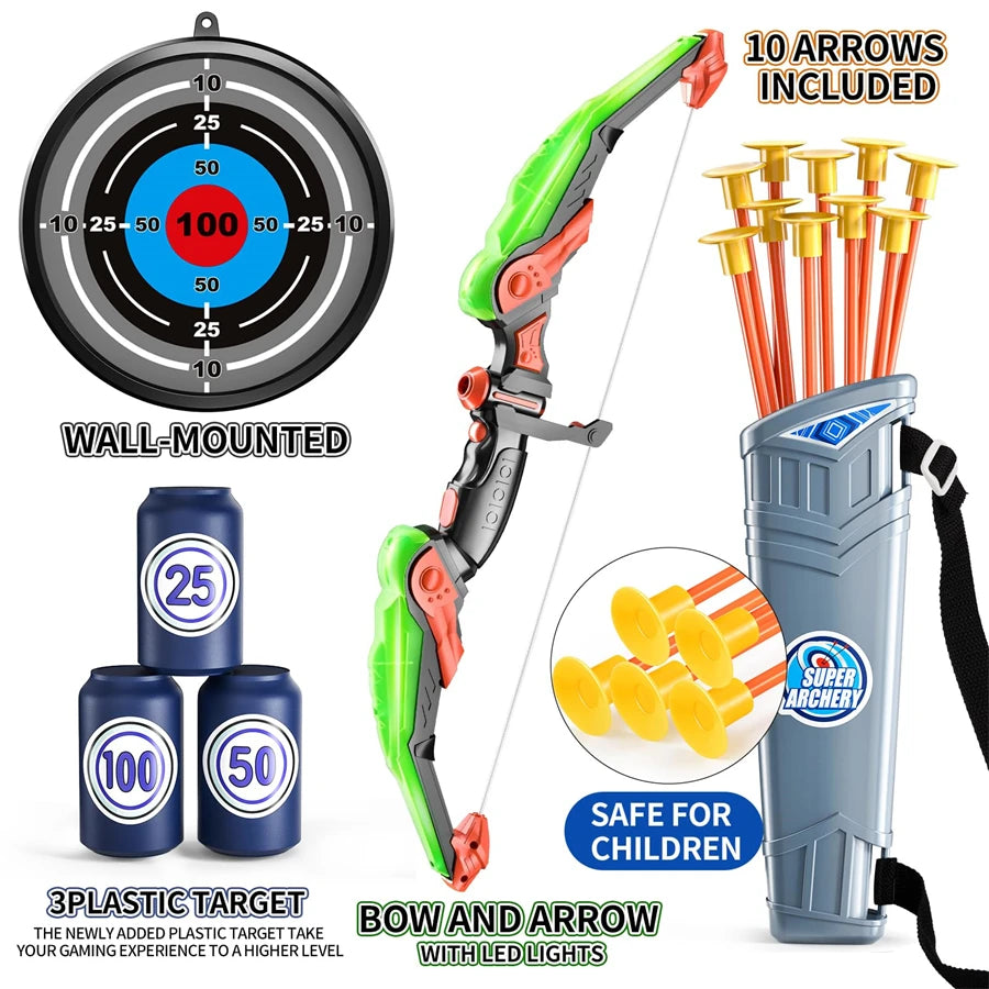 Kids Bow and Arrow Set, LED Light Up Archery Toys 10 , Boys