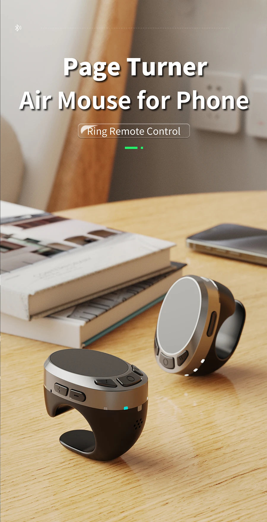 TikTok remote, scrolling ring, finger mouse, bluetooth page turner, , wireless video controller, ebook pag turner,