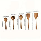 5pcs Wooden Kitchen Utensils Set, Wooden Spoons Natural Spatulas