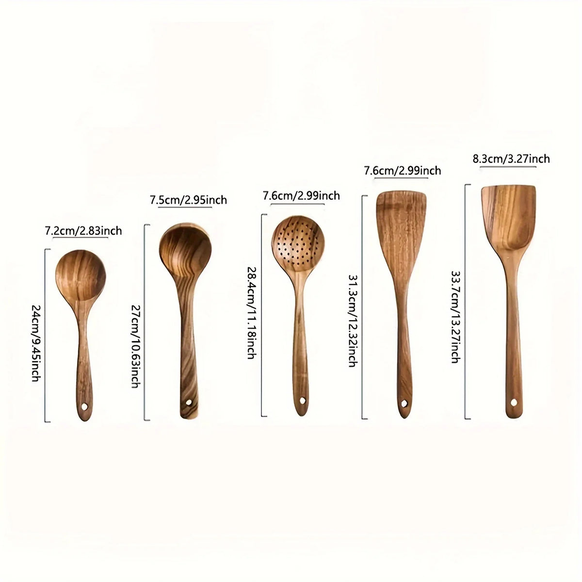 5pcs Wooden Kitchen Utensils Set, Wooden Spoons Natural Spatulas