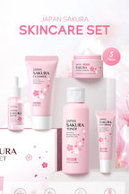 LAIKOU Sakura Kit Skin Care Sets Moisturizing and Reducing Fine Lines Cleansing Pore Product 5-Piece Korean Women's Day Gift