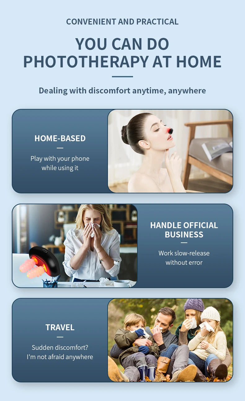 Smart Nasal Phototherapy Device Red Light & Infrared Therapy for Relief of Nasal Congestion Sneezing And Runny Nose - Nasal Care