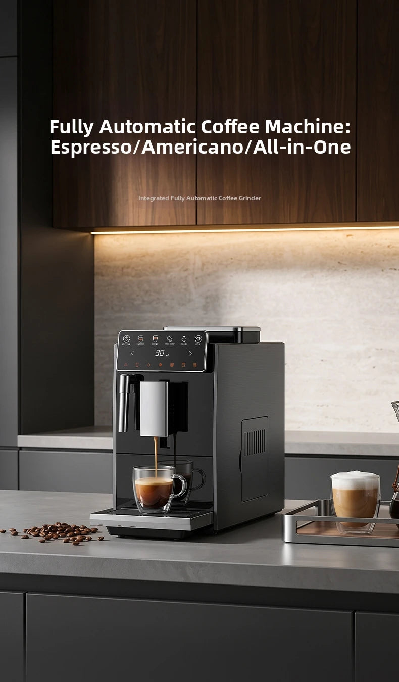 Automatic Espresso Machine with Smart Color Screen, Built-in Grinder & Steam Wand, 20Bar Pressure Coffee Maker for Home, Cappucc