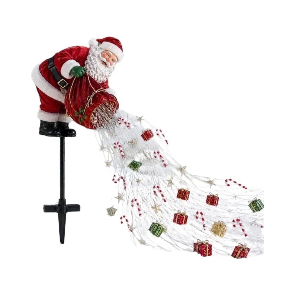 Santa LED Christmas Garden Lights, Flowing Light Effect Illuminated Decor, Waterproof Outdoor Ornament For Yard, Lawn, Pathway