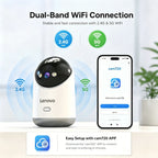 Lenovo 5MP Indoor Smart Security Camera 2.4G 5G WiFi Wireless PTZ IP Cam Two‑Way Talk Night Vision Motion Alert Pet Baby Monitor