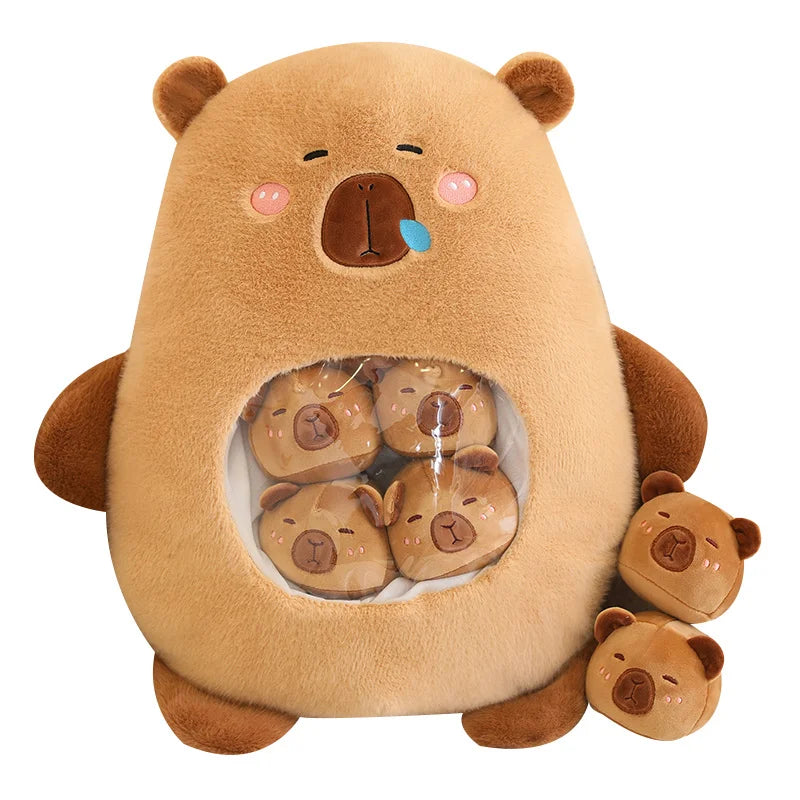 Six Balls Capybara Bag Cartoon Newt Animal Squishy Mini Dolls Plush Pillow Office Nap Food Snack Plushie Peluche Gift