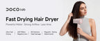 DOCO High Speed Hair Dryer 75m/s Wind Speed Negative Ion Hair Care 110000 Rpm UK/EU Plug Lightweight Home Travel Gift