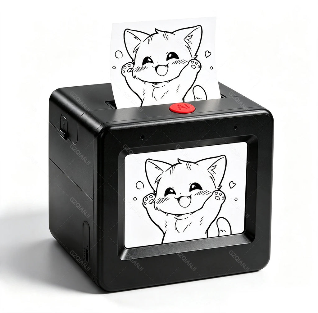 AI Voice Smart Thermal Printer! 58mm Mini Portable Bluetooth Photo Sticker Picture Print Device Fun Print with White Color Paper