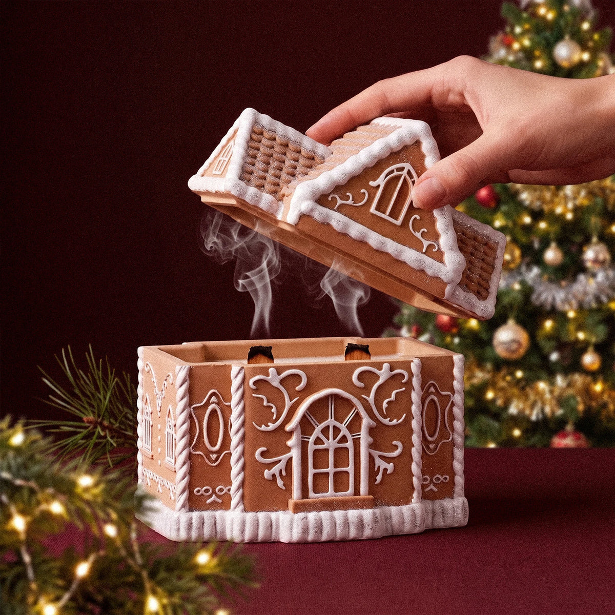 Cozy Gingerbread House Candle Jar with Lid Concrete Silicone Mold Collection Christmas Home Decoration