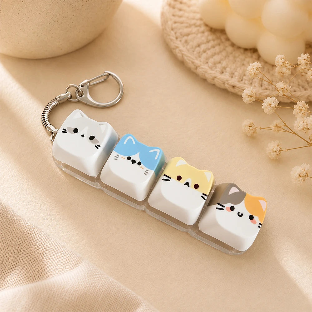 Cat Keyboard Fidget Keychain — 4 Keys