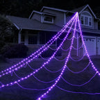 8 Modes Halloween Spider Web Lights Glow Waterproof Halloween Spider 5m web