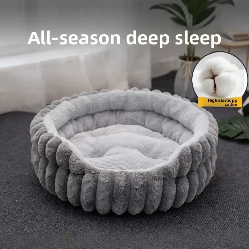 Home Plush Winter Cat Nest Dog Nest Warm Detachable and Washable Round Cat Nest Pet Bed Seasonal Universal Decoration
