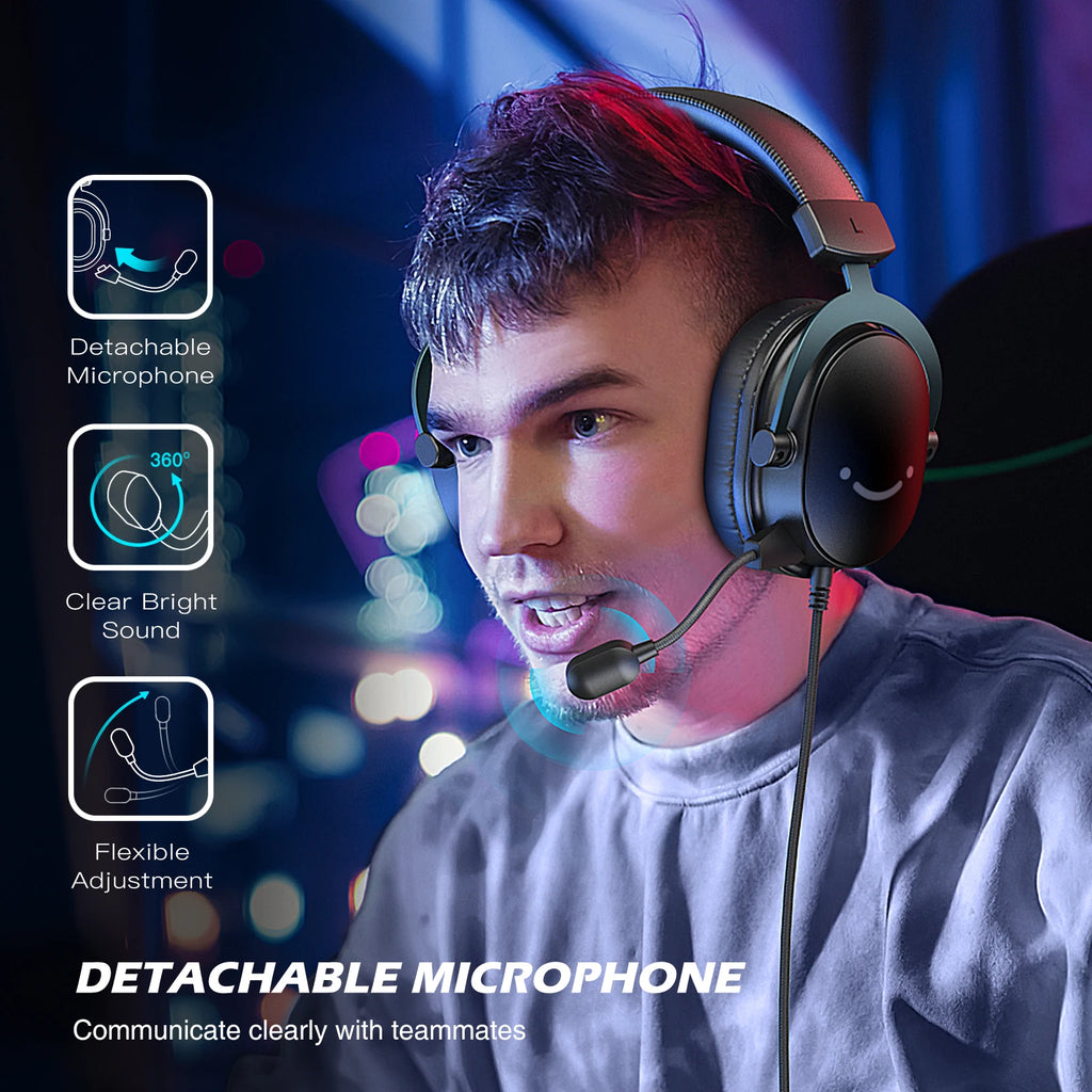 FIFINE Headset,3.5 mm Jack & USB Headphone with 7.1 Surround Sound/Volum Control/Mute Switch for PC / MAC / PS4 / PS5 Mixer-H9