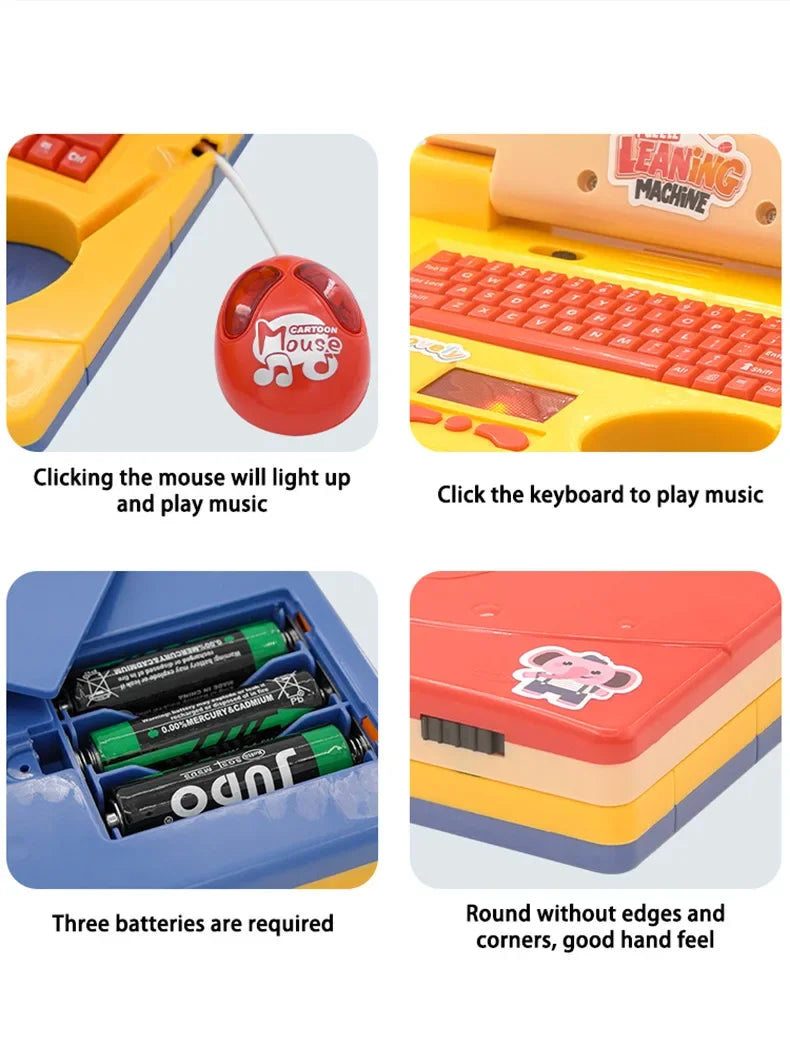 Mini Notebook Musical Toy Laptop Portable Integrated Toddler Puzzle Learning Machine Fake Computer Enlightening Birthday Gifts