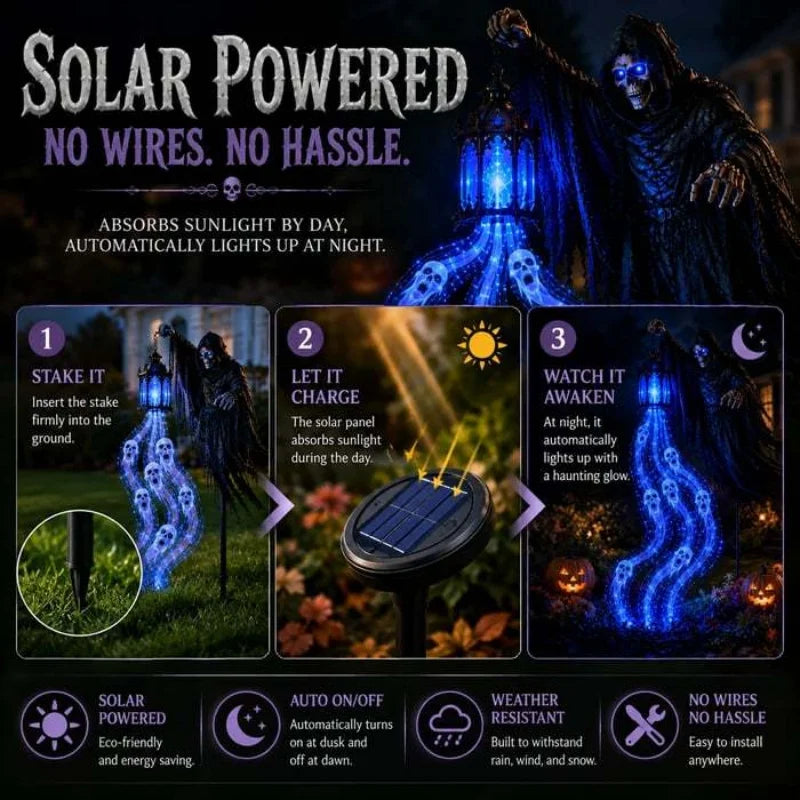 Halloween Soul Harvester Animated Garden Light Grim Reaper Lantern Horror
