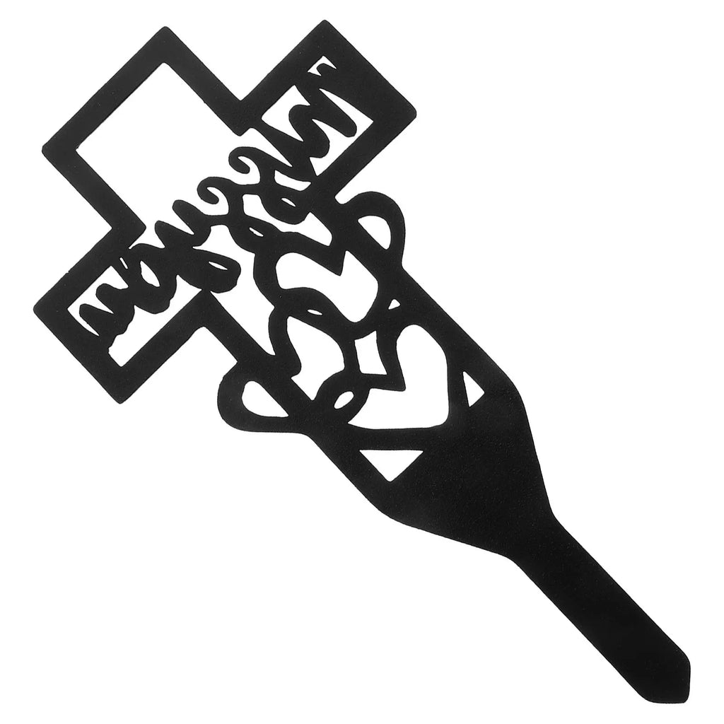 Metal Cross Yard Stake Iron Cemetery Memorial Decoration Grave Marker Garden Sign Remembrance Symbol for Loved Ones Cemetery
