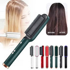 Electric PTC Heat Straightening Brush One Step Hair Dryer 3 In 1 Ceramic Flat Iron Women Hair Straightener Comb And Curling
