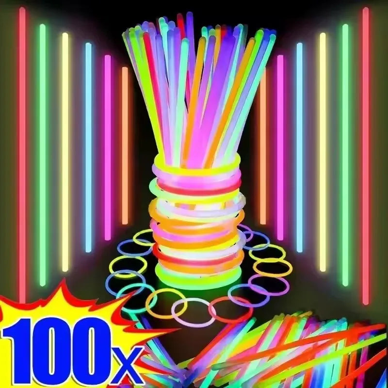 50/100Pcs Fluorescence Sticks Party Multicolor Glowing Stick Bright and  Bendy