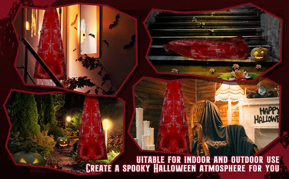 Horror Halloween Outdoor Decoration 59inch Creepy Corpse Props Set Scary Fake Bloody Body Bag Haunted House Hanging Decorations