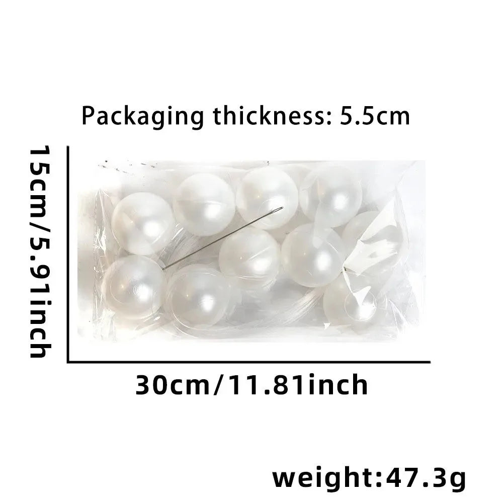 10pcs DIY Beaded Faux Large Pearl Garland White Ball Pendant & Figurine Wedding Backdrop Wall Decor
