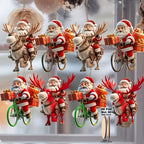 8/16/24Pcs Christmas Wooden Bicycle Santa Claus 2D Flat Wooden Pendant Christmas Tree Decoration Perfect Holiday Gift Decor