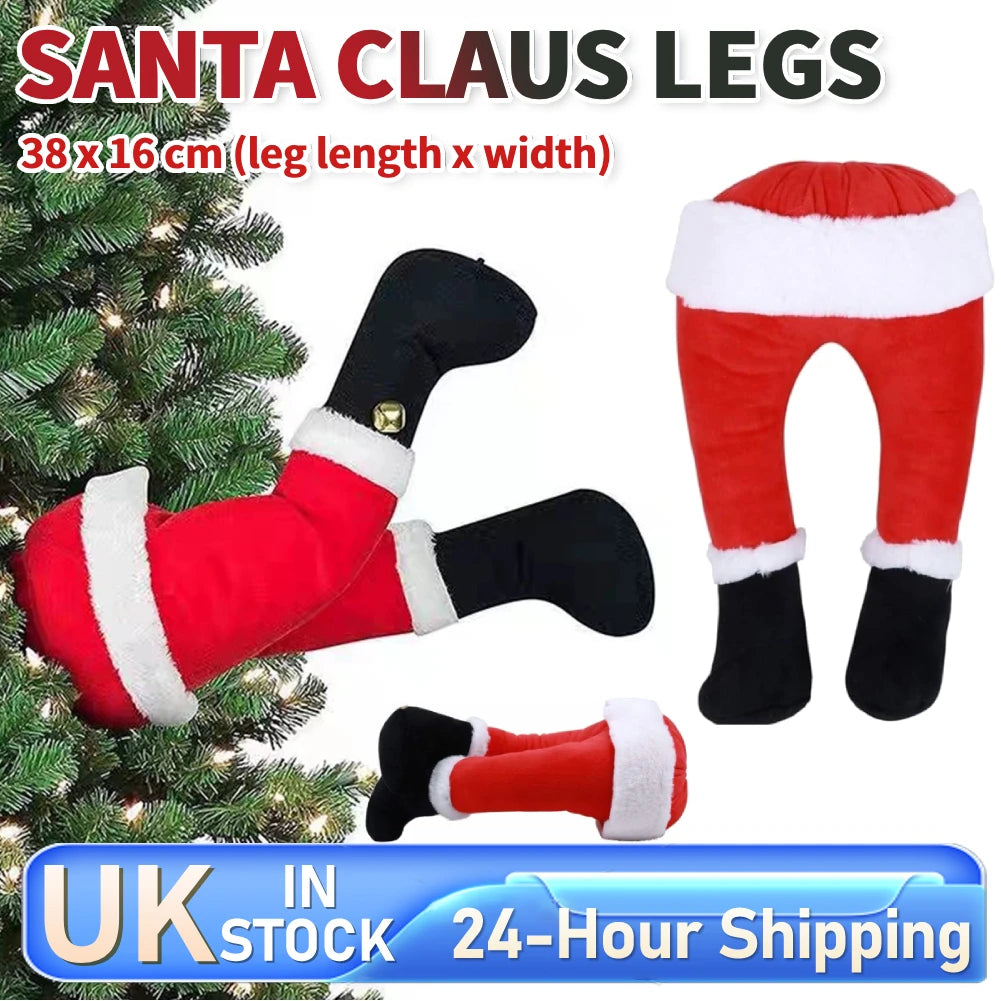 Santa Claus Legs Elf Legs Ornaments Stuffed Filled Christmas Tree Topper Home Hanging Ornaments Elf Holiday Decor Party Supplies