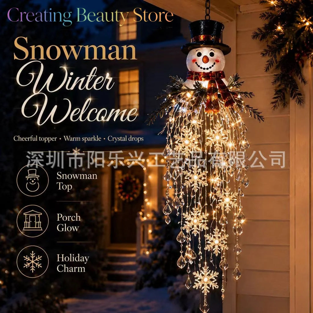 Glow Hanging Ornament Christmas Snowman Elk Ice Crystal Light Hanging Decoration
