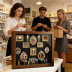Memory Photo Display Case with  11 Pieces Miniature Photo Frame with 8 Figurines .